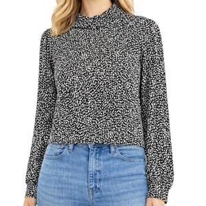 Banana Republic NWT Open Back Abstract Print Mock Neck Long Sleeve Blouse Size L